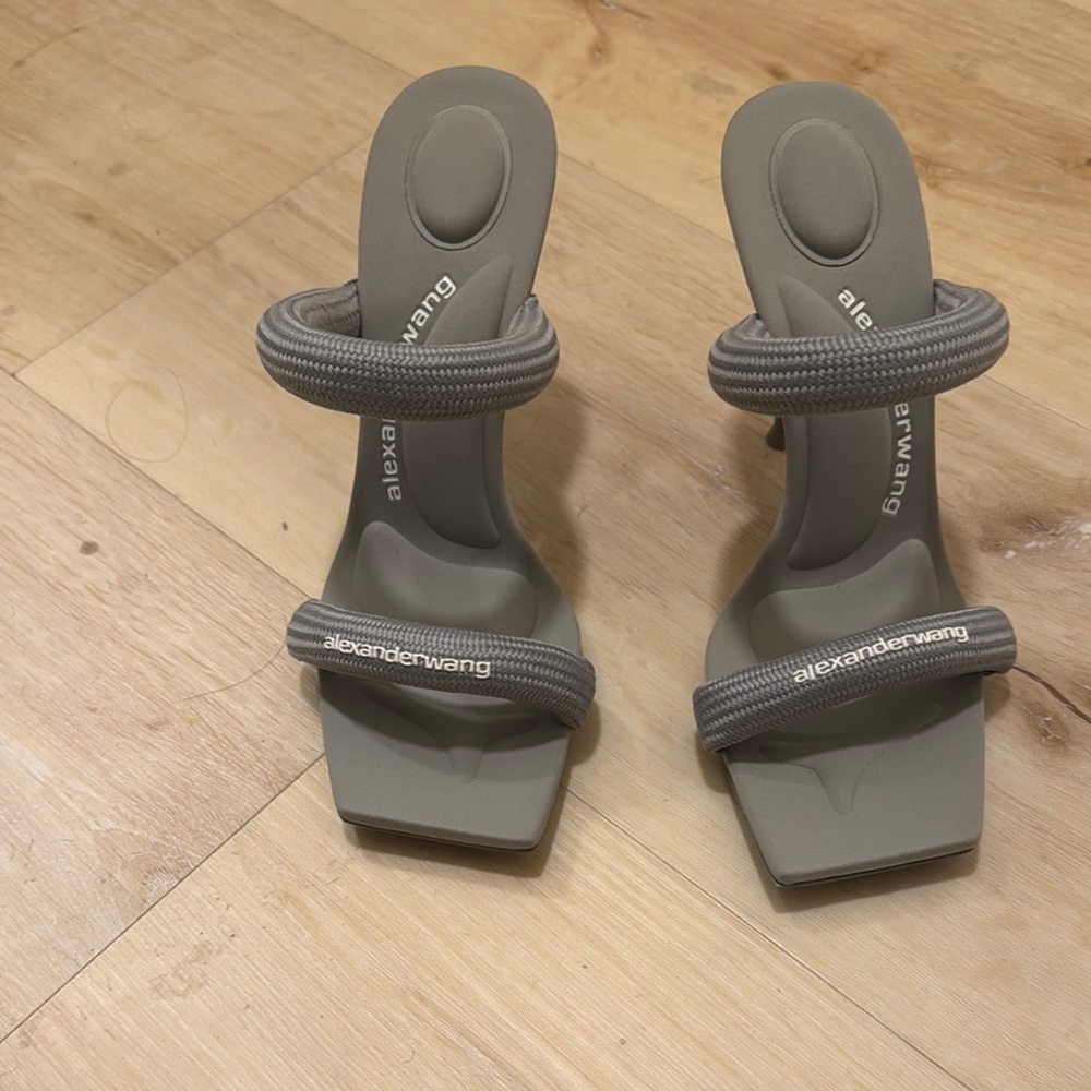 Alexander Wang Gray Heeled Sandals with Chunky Design